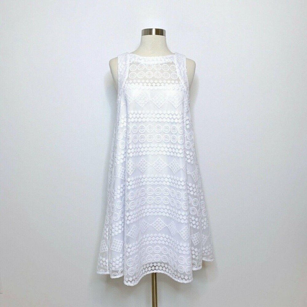 Donna Morgan Dress Women Size 4 Tent Sleeveless Lace Overlay NWT‎ Wedding